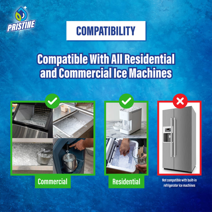 Pristine Ice Machine Cleaner & Descaler – Removes Limescale and Mineral Buildup for Clear, Fresh Ice